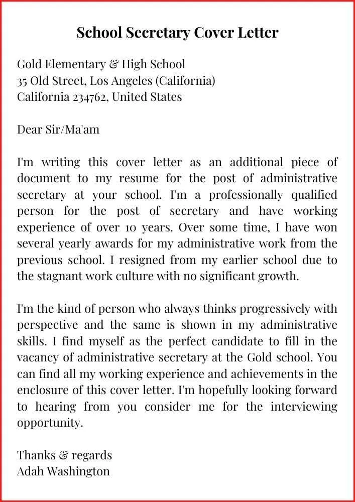37496 cover letter school secretary 4