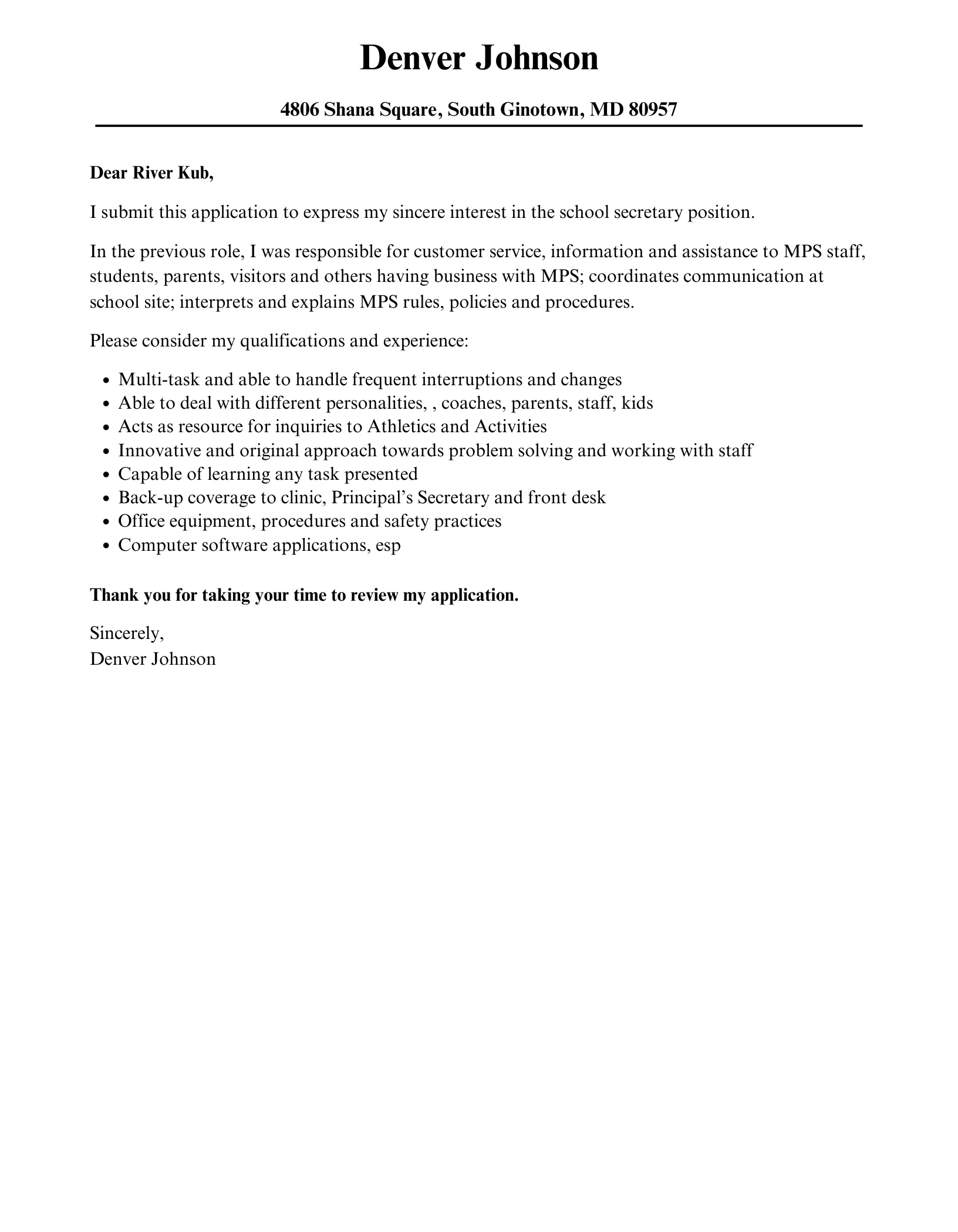 37496 cover letter school secretary 5