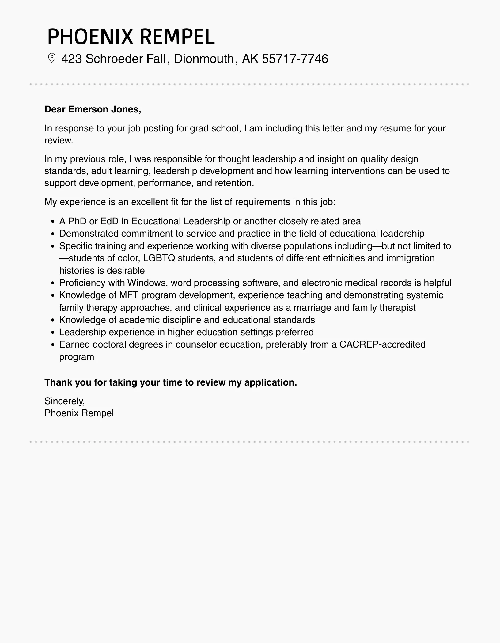 37497 cover letter components