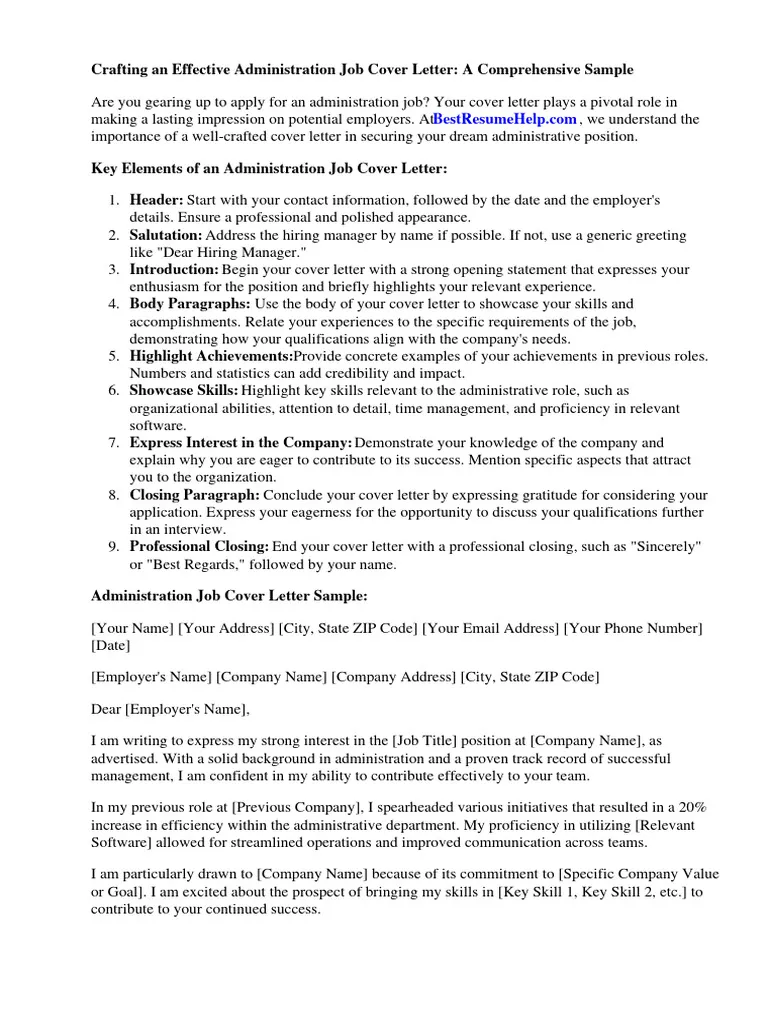 37515 administrative cover letter writing