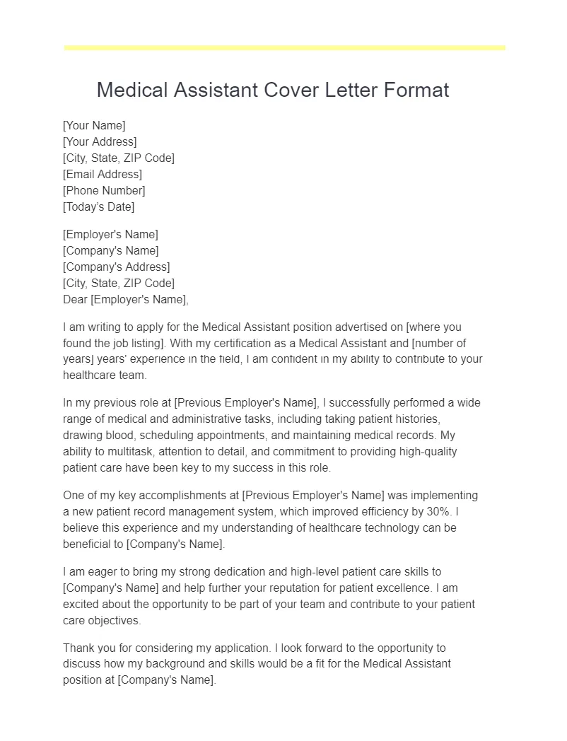 37537 medical assistant cover letter header