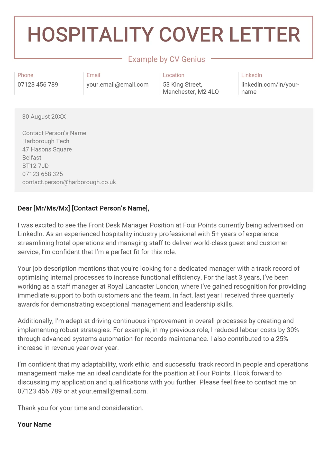 37540 hotel cover letter tips