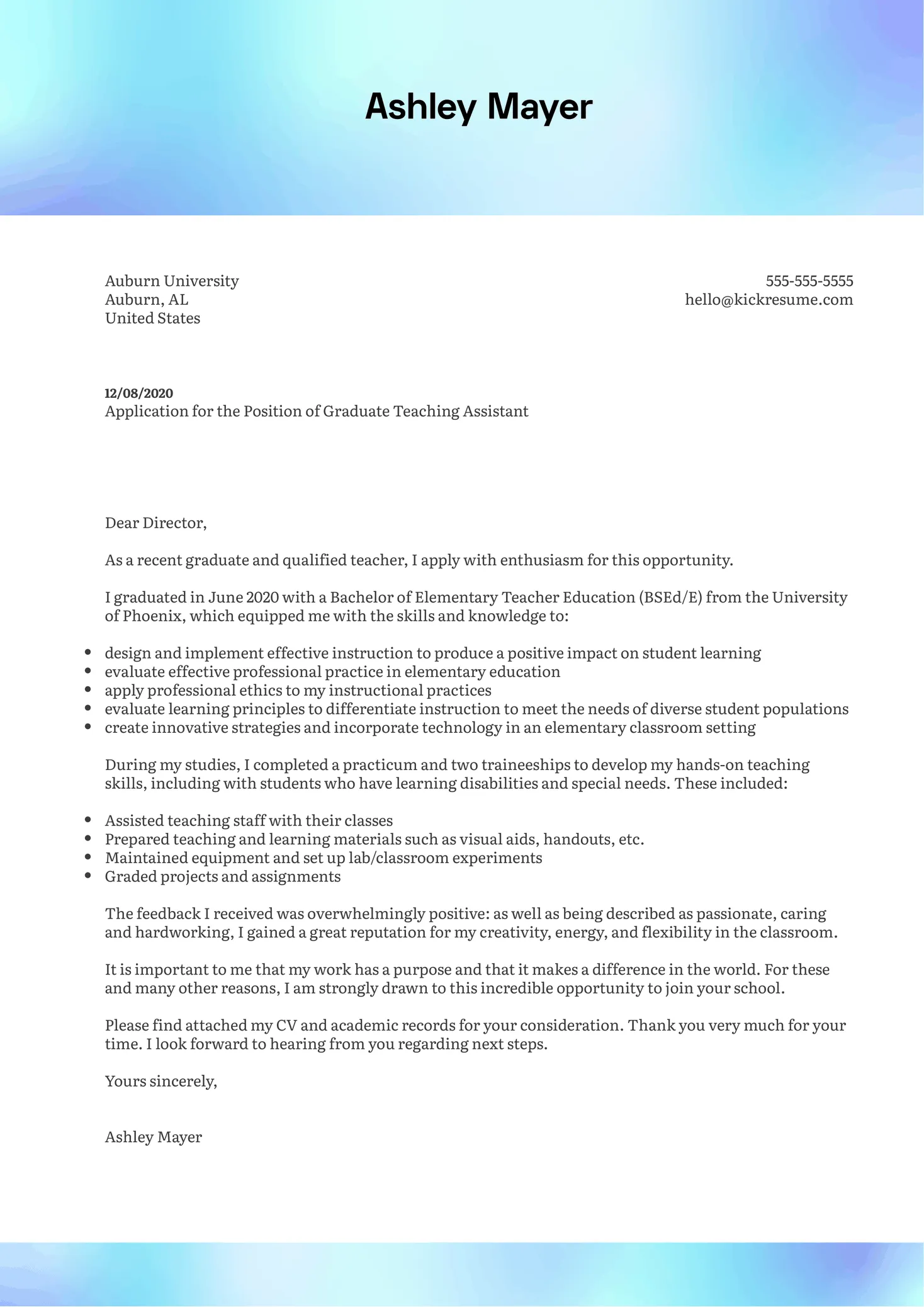 37543 primary school ta experience