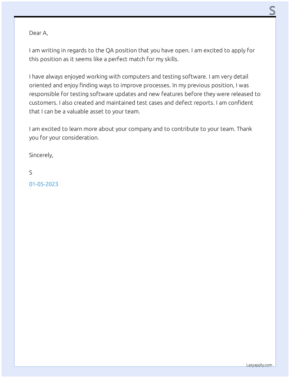 37552 qa cover letter importance