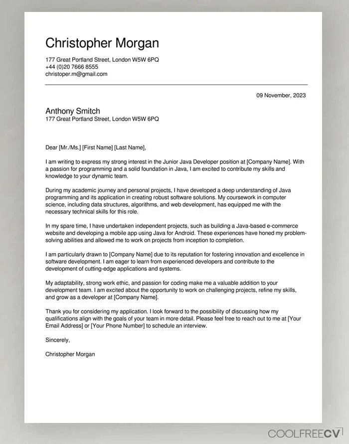 37555 cover letter format
