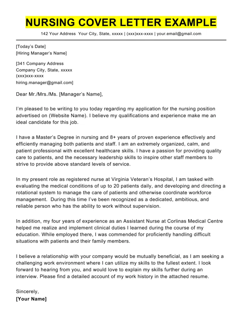 37556 nurse cover letter templates