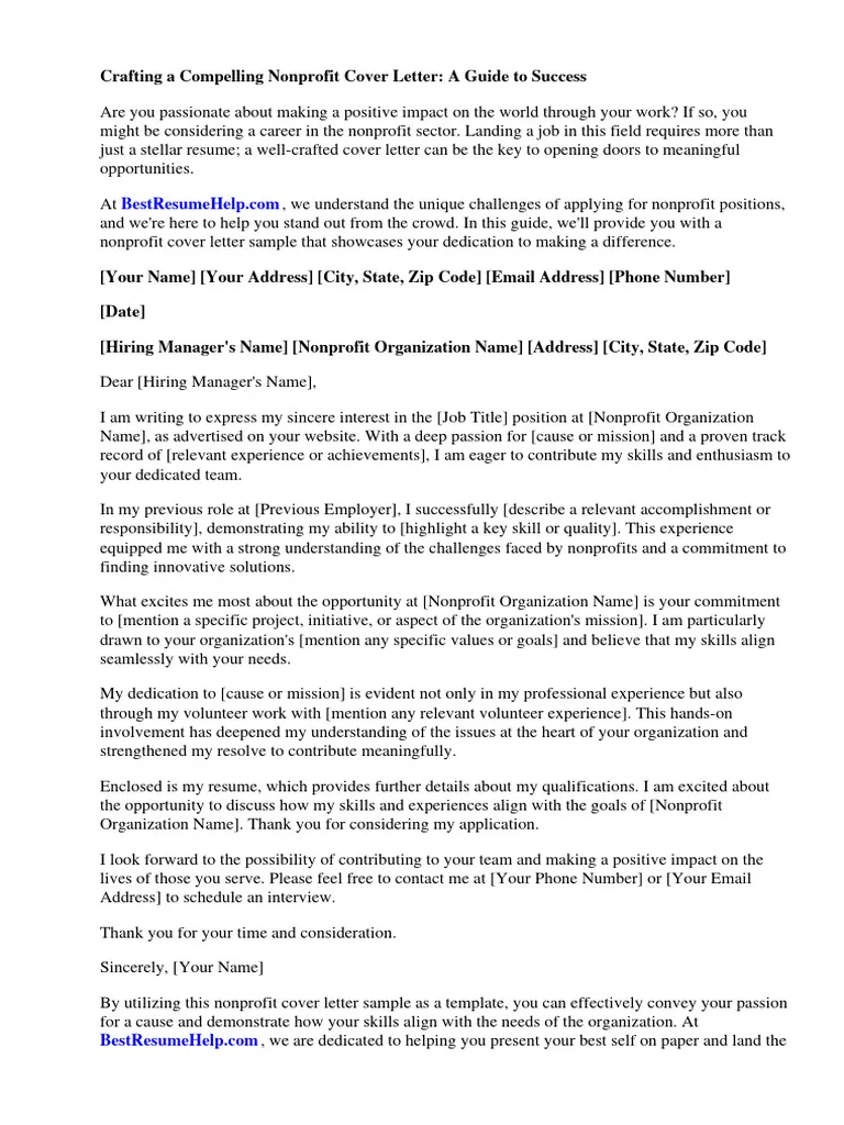 37562 nonprofit cover letter matters