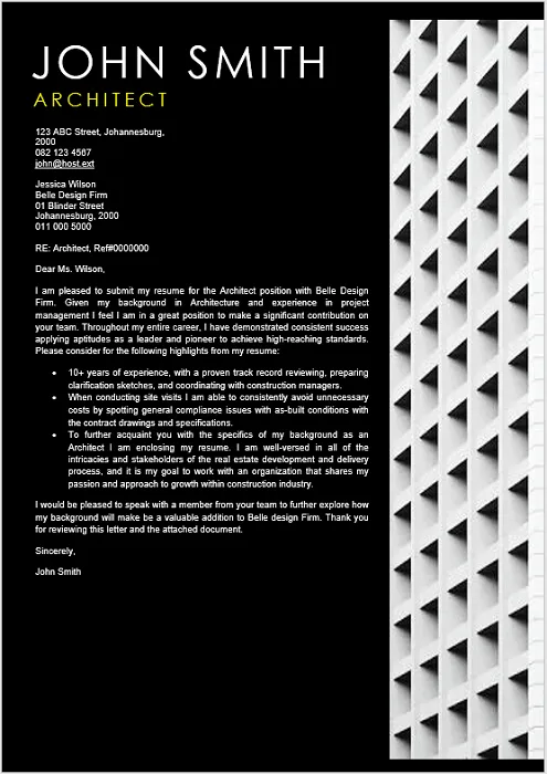 37577 cover letter architect skills