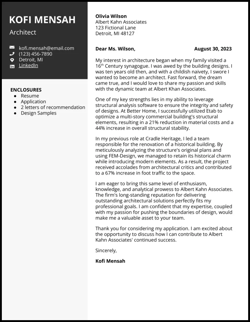 37577 cover letter architect tailoring