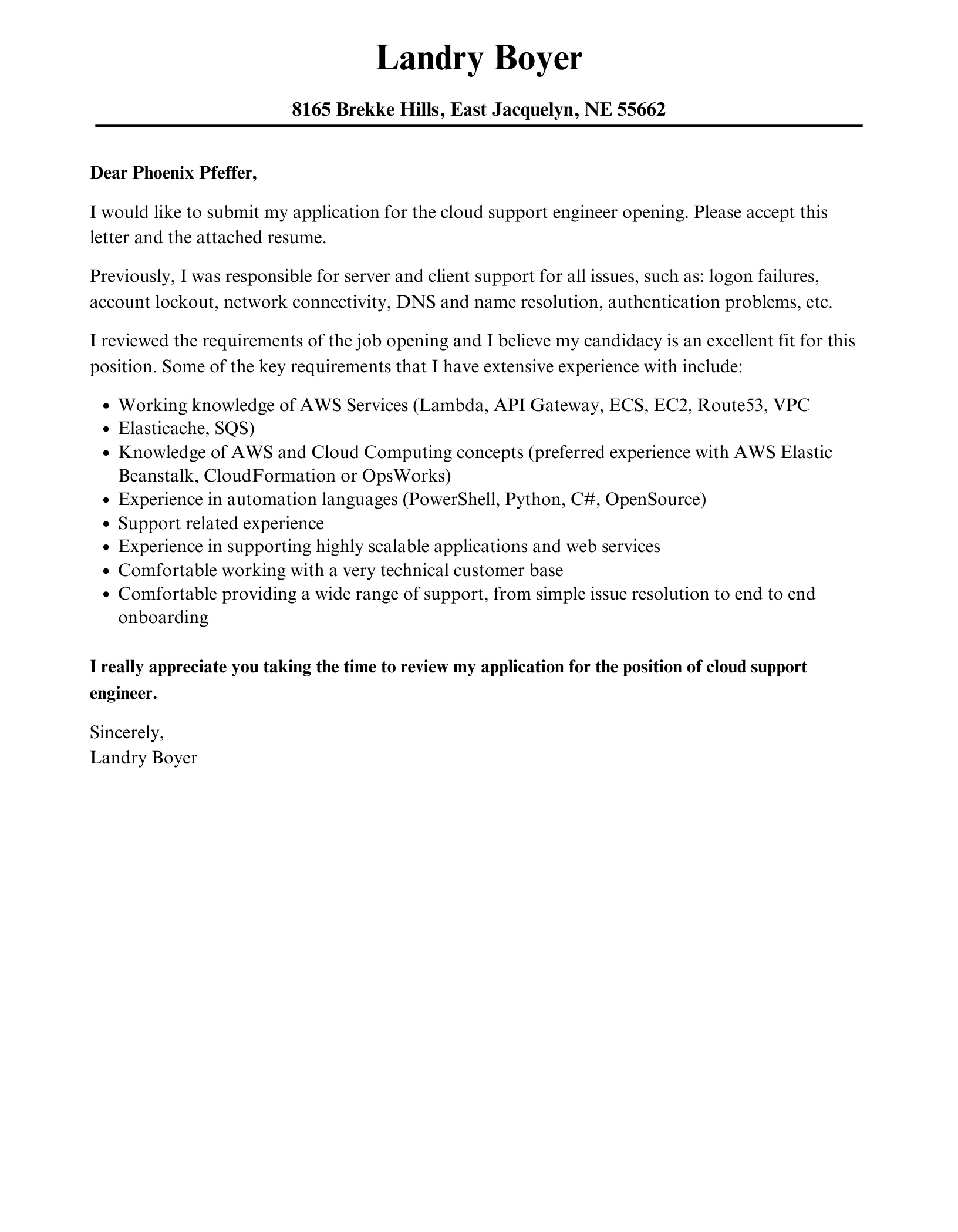 37578 cloud engineer cover letter projects