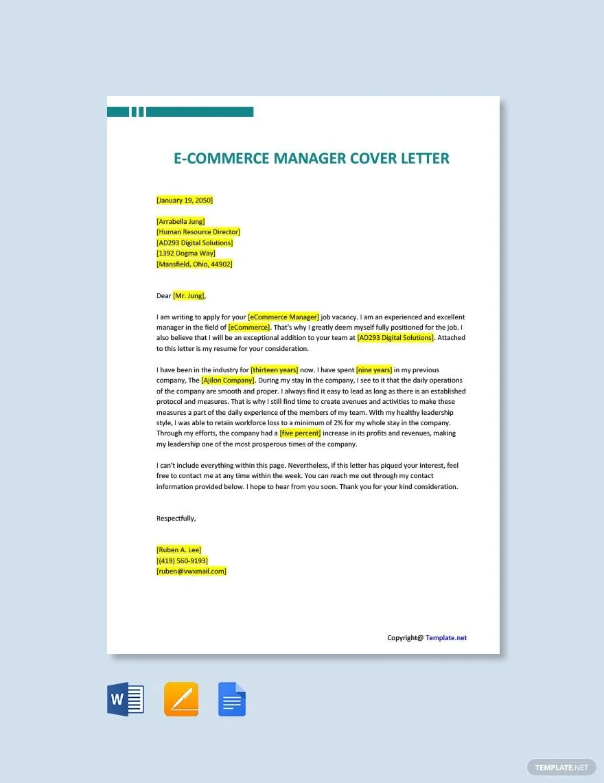 37590 ecommerce manager cover letter writing