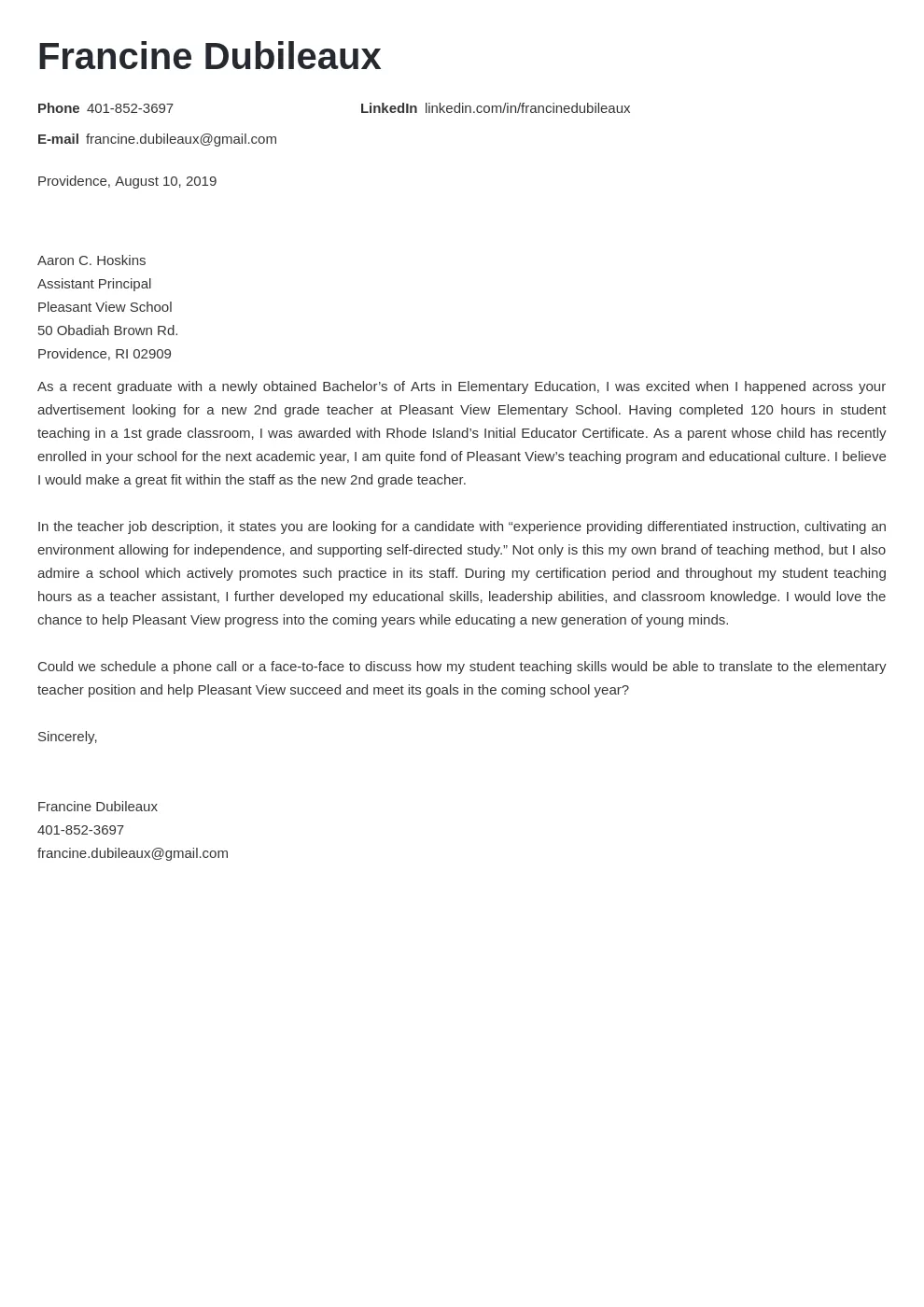 37600 teacher cover letter skills