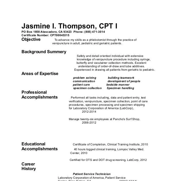 37619 formatting phlebotomy cover letter