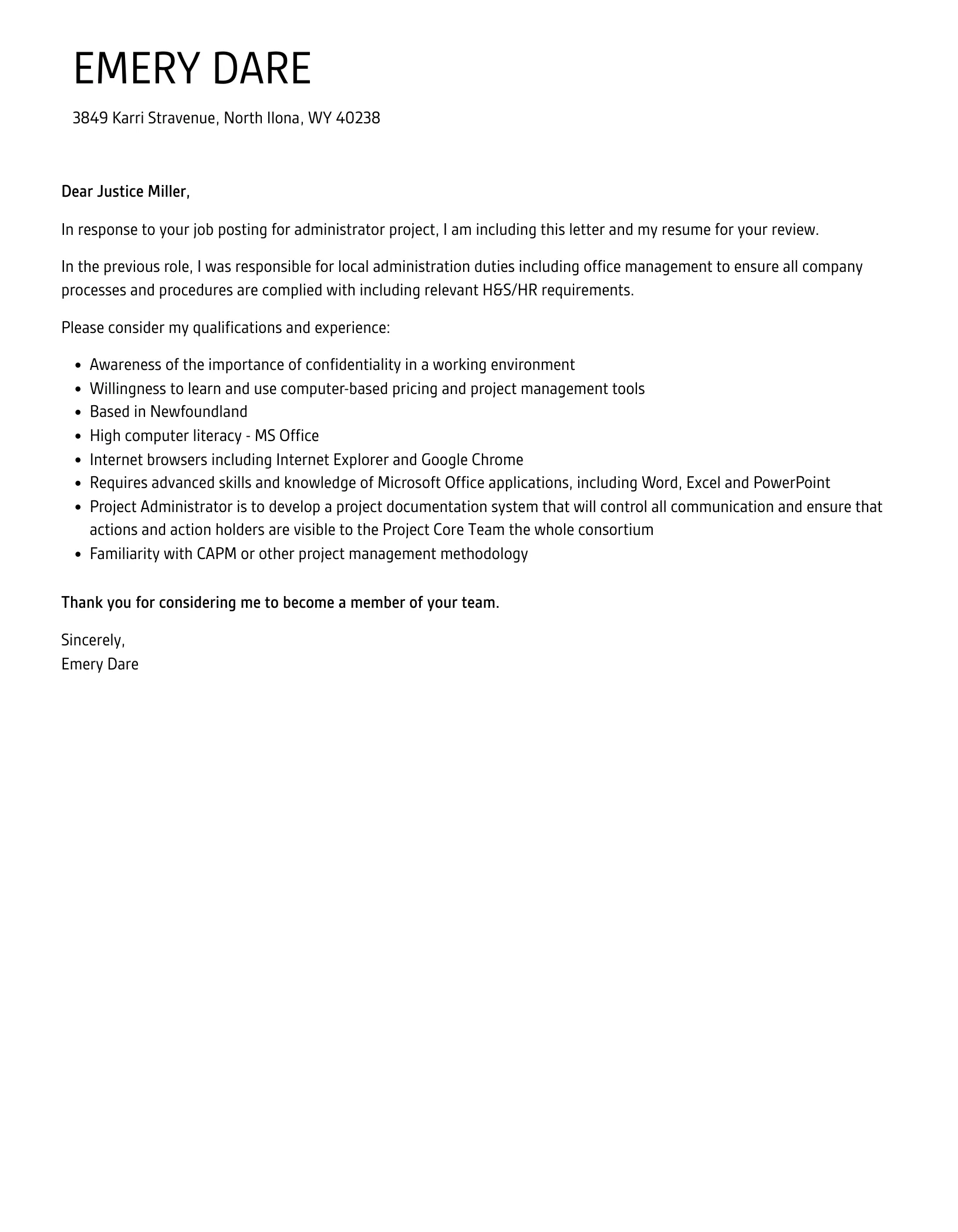 37620 project administrator cover letter 5