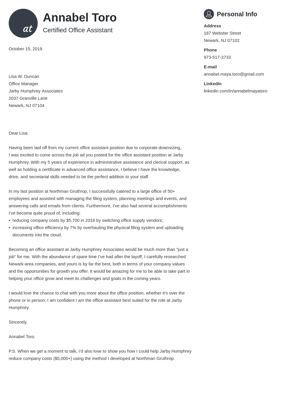 37629 cover letter tips