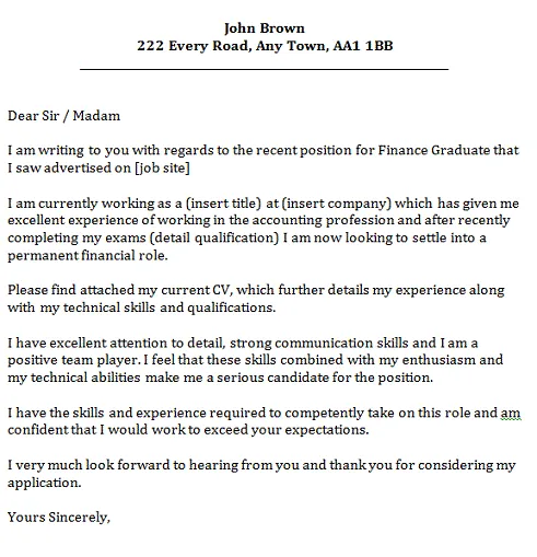 37667 finance graduate cover letter