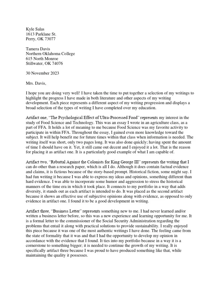 37668 portfolio cover letter sample