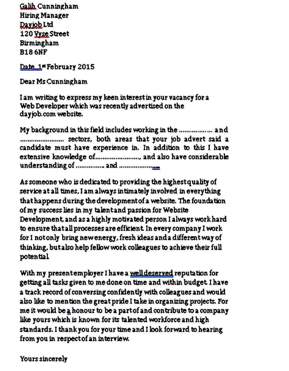 37671 web dev cover letter skills