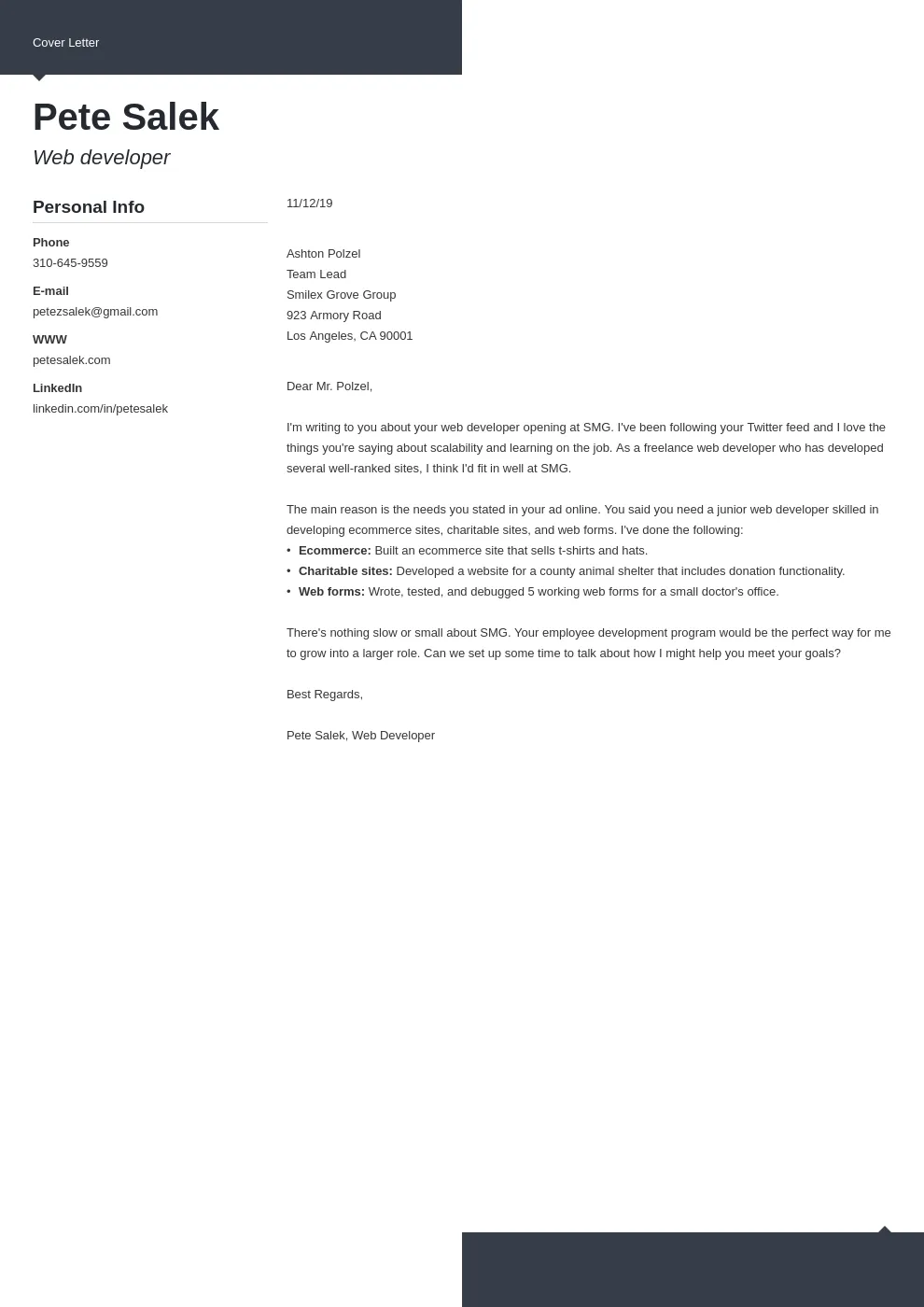37674 web developer cover letter header