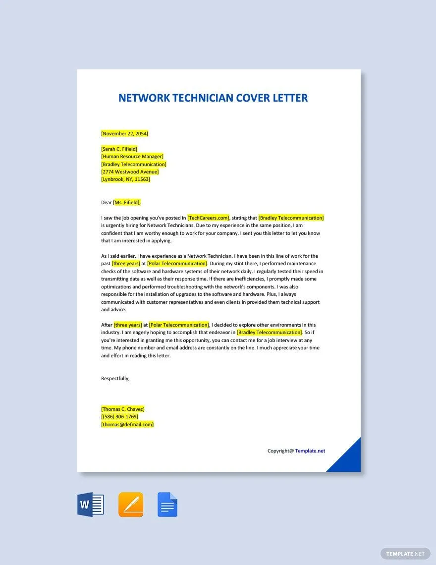 37710 network technician cover letter sample