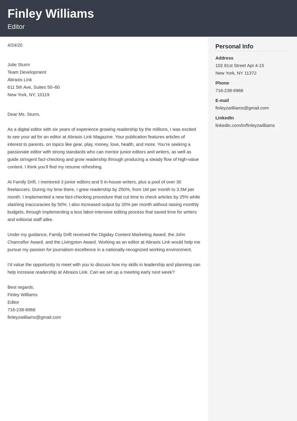 37735 personalize cover letter