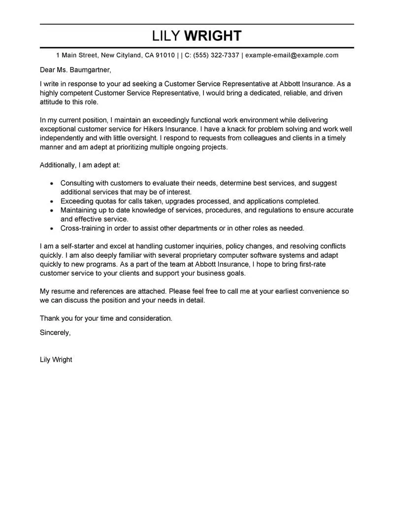 37738 customer service cover letter writing