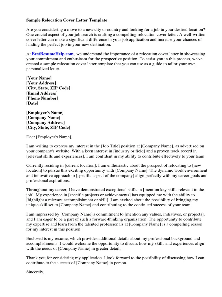 37744 relocation cover letter importance